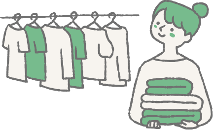 洗濯物を畳む女性のイラスト