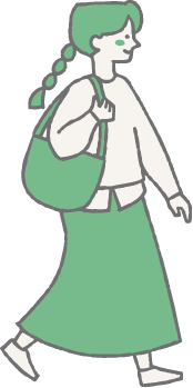 コインランドリーに向かう女性のイラスト